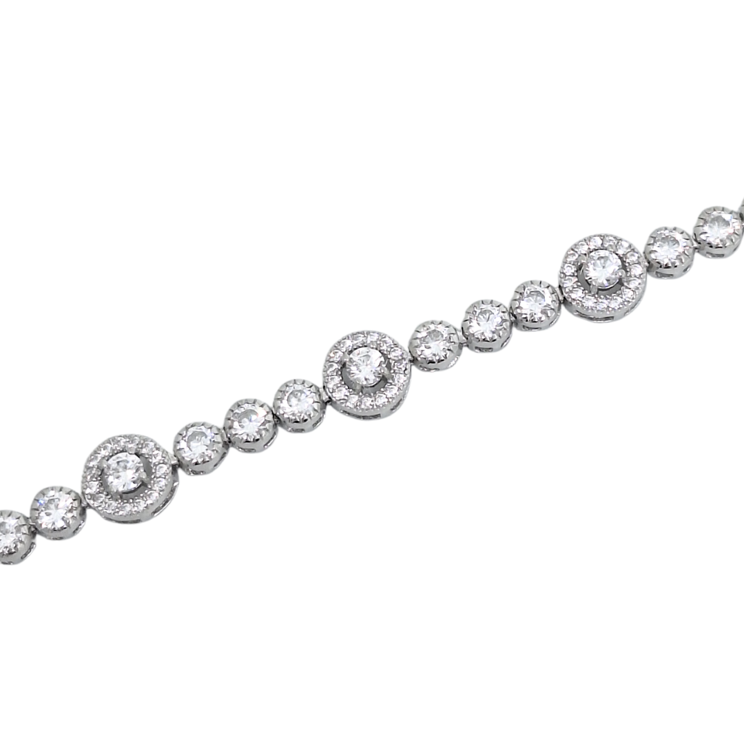 Silver CZ Halo Bracelet 7.5"