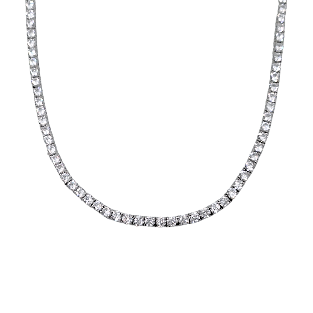 Silver Cubic Zirconia Tennis Necklace 20"