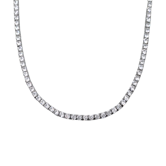 Silver Cubic Zirconia Tennis Necklace 18"