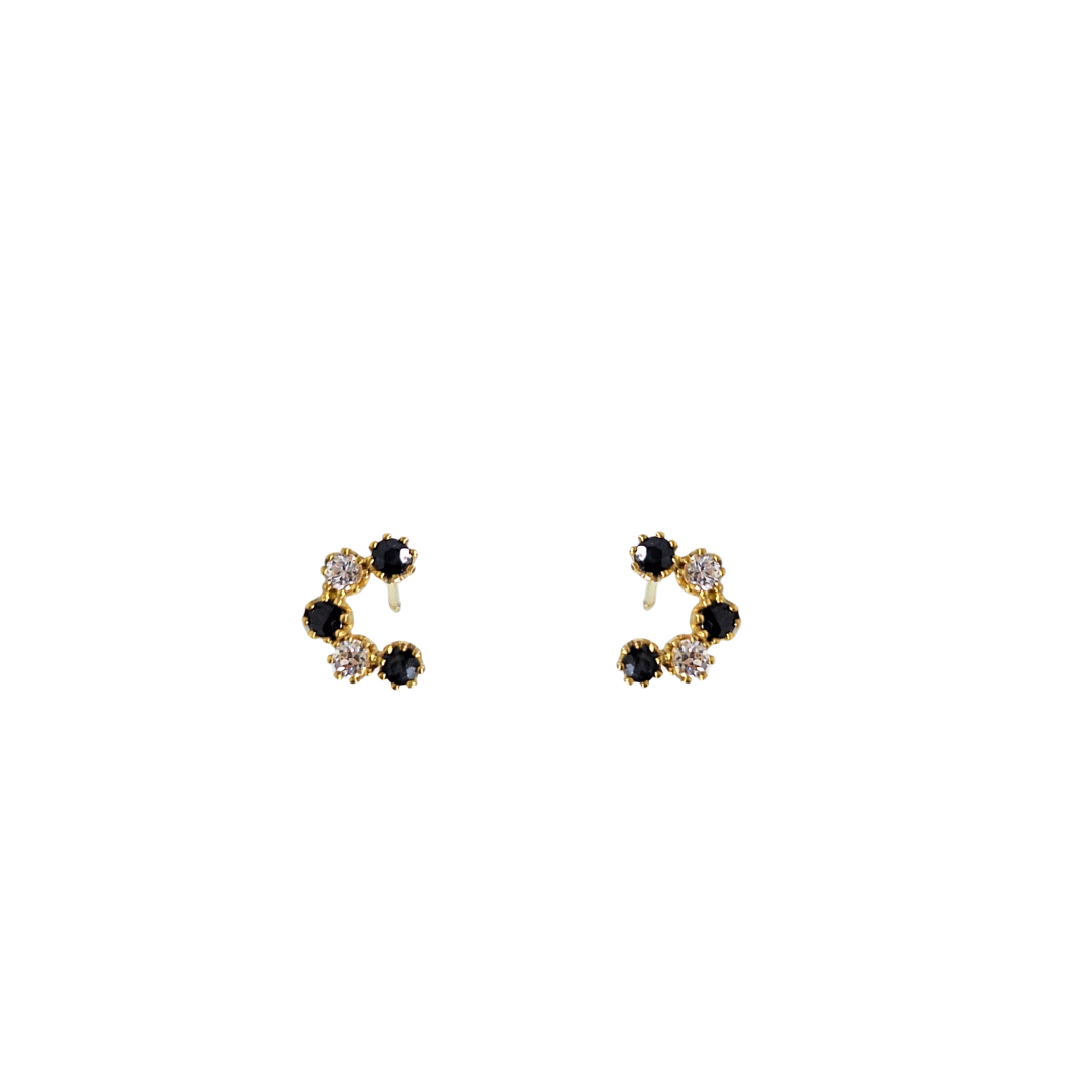 9ct Yellow Gold Sapphire & Cubic Zirconia Stud Earrings