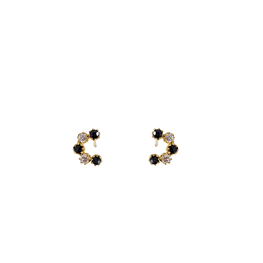 9ct Yellow Gold Sapphire & Cubic Zirconia Stud Earrings