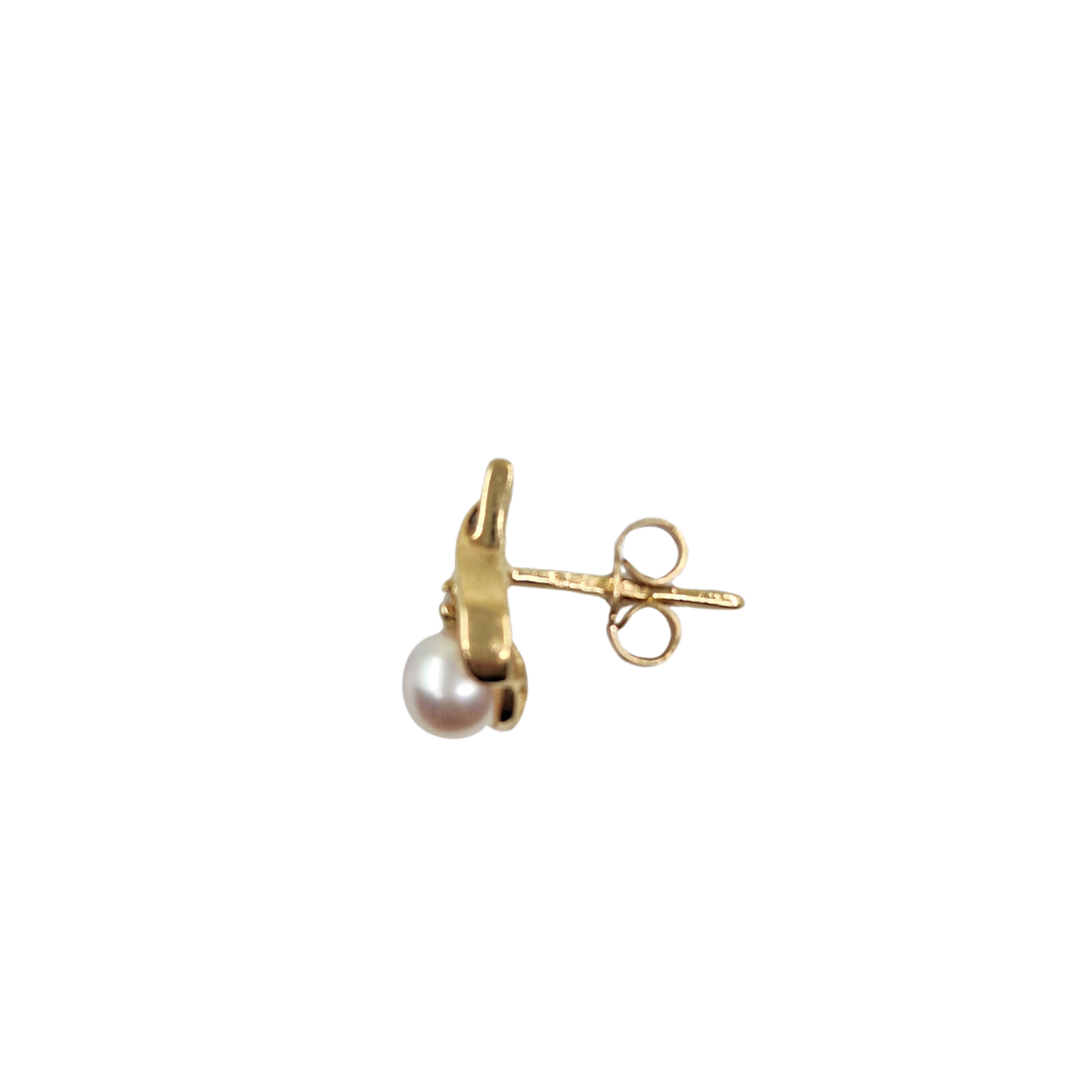 9ct Yellow Gold Pearl & Cubic Zirconia Stud Earrings
