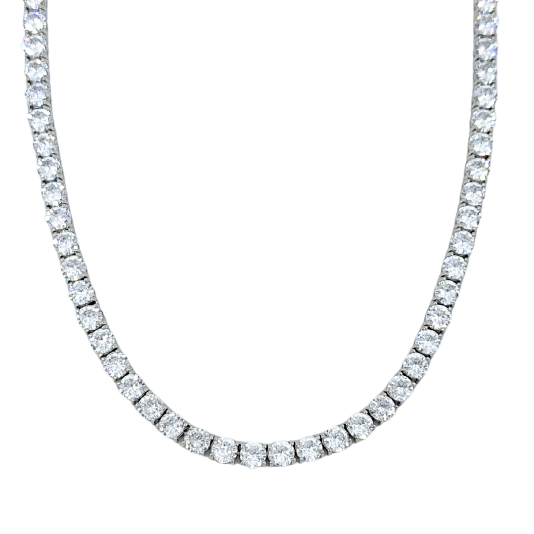 Silver Cubic Zirconia Tennis Necklace 18"