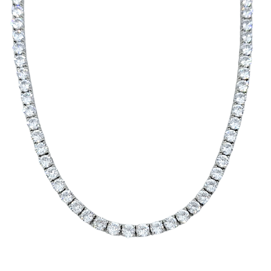 Silver Cubic Zirconia Tennis Necklace 18"