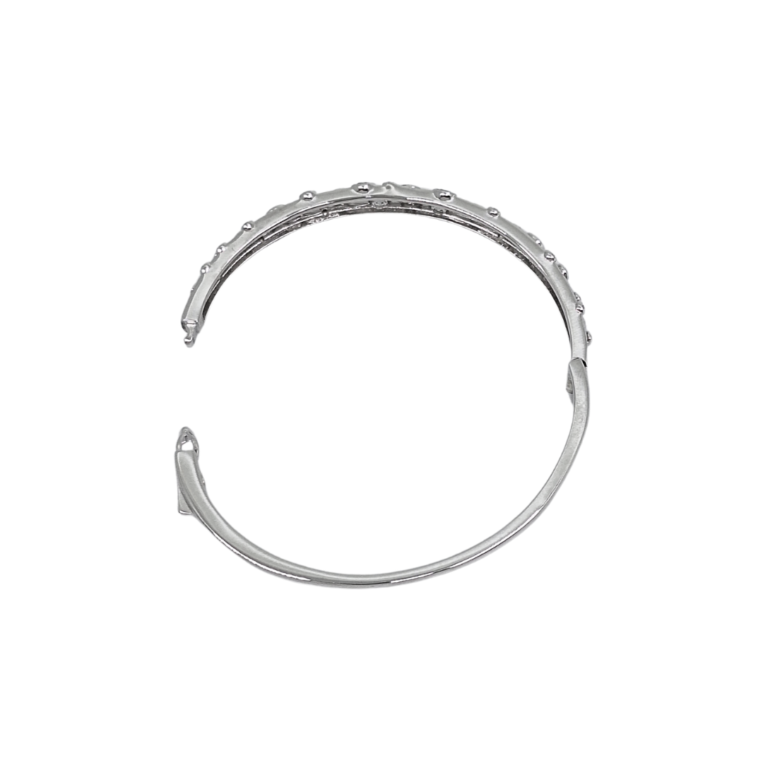 Silver Cubic Zirconia Split Bangle