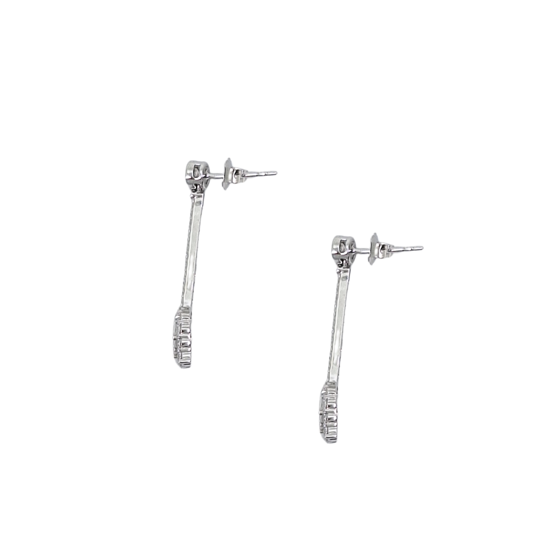 Silver Cubic Zirconia Heart Drop Earrings