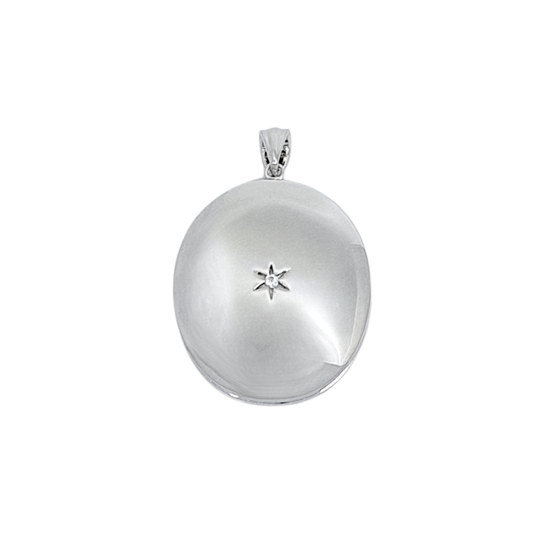 Silver Cubic Zirconia Set Locket