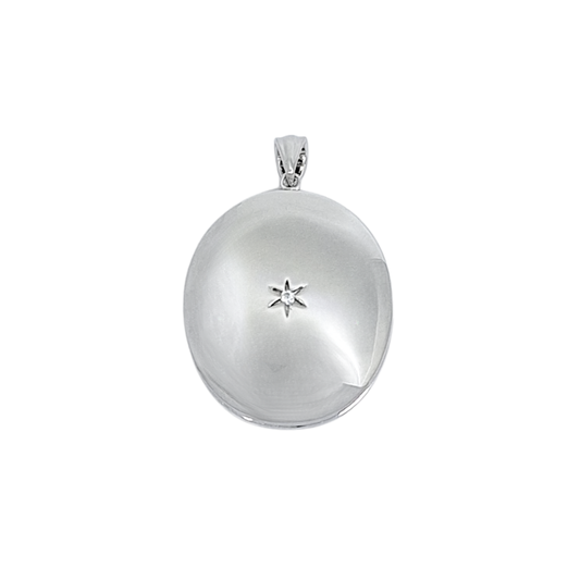 Silver Cubic Zirconia Set Locket
