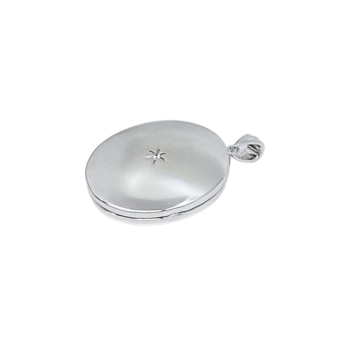 Silver Cubic Zirconia Set Locket