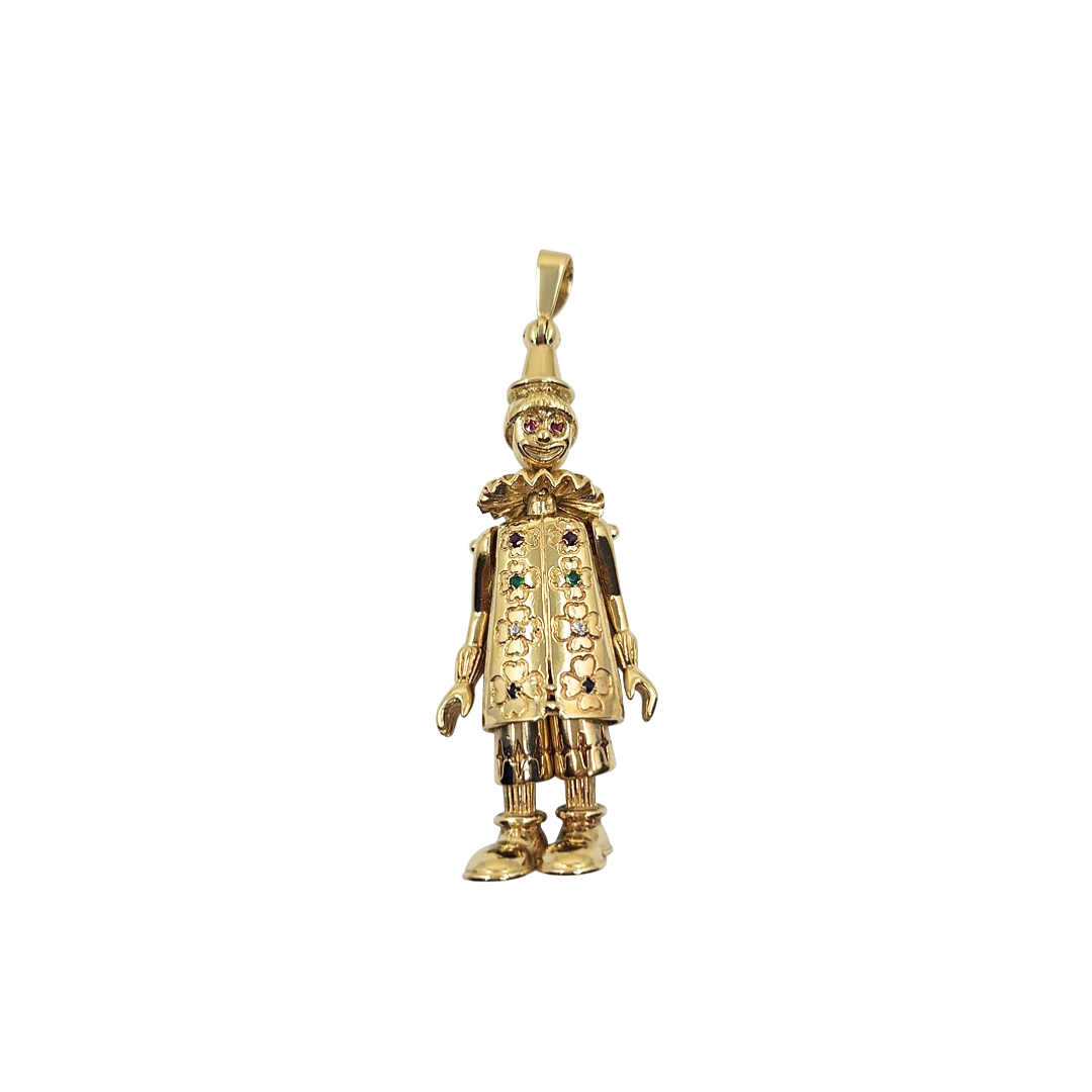 9ct Yellow Gold Cubic Zirconia Clown Pendant