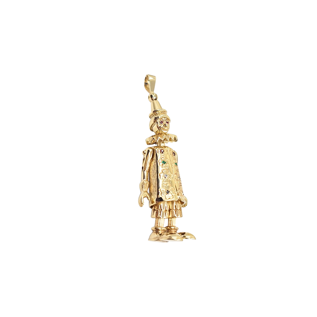 9ct Yellow Gold Cubic Zirconia Clown Pendant