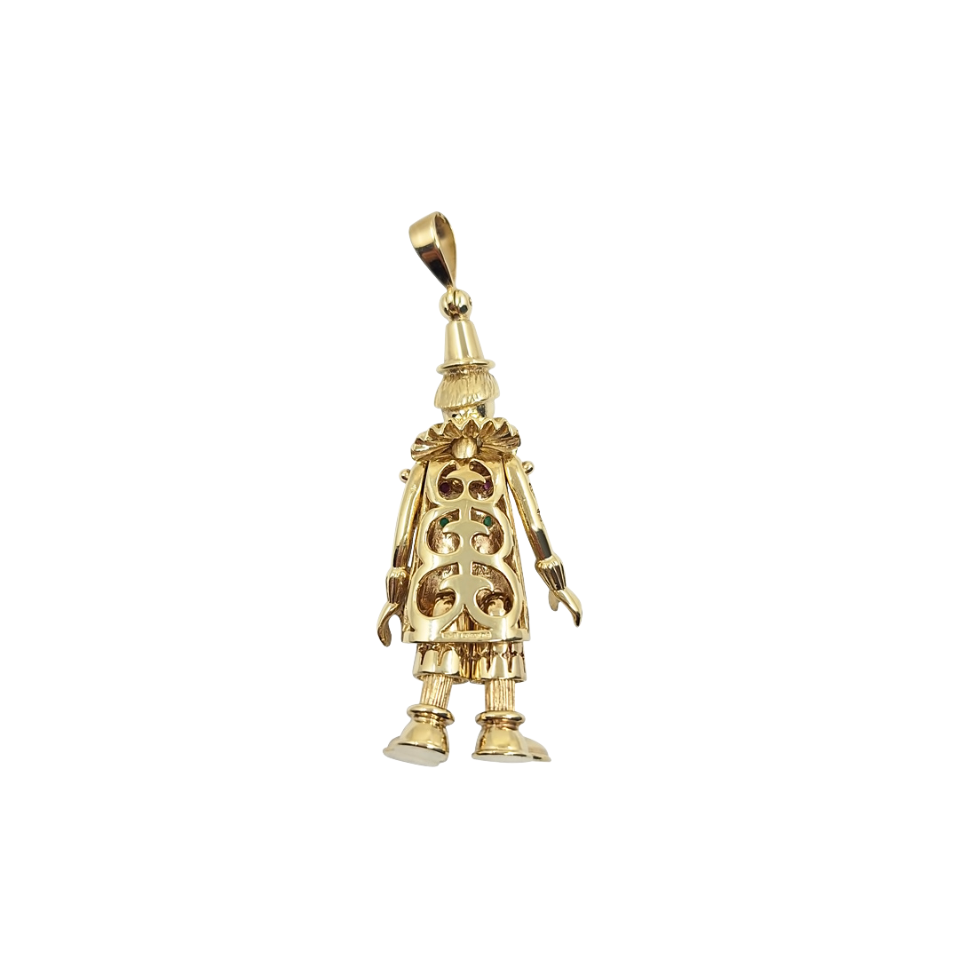 9ct Yellow Gold Cubic Zirconia Clown Pendant