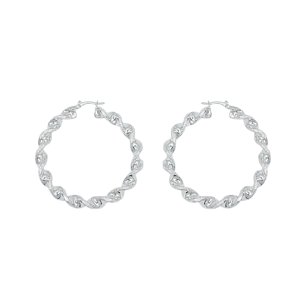 Silver Twist Hoops