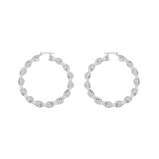Silver Twist Hoops