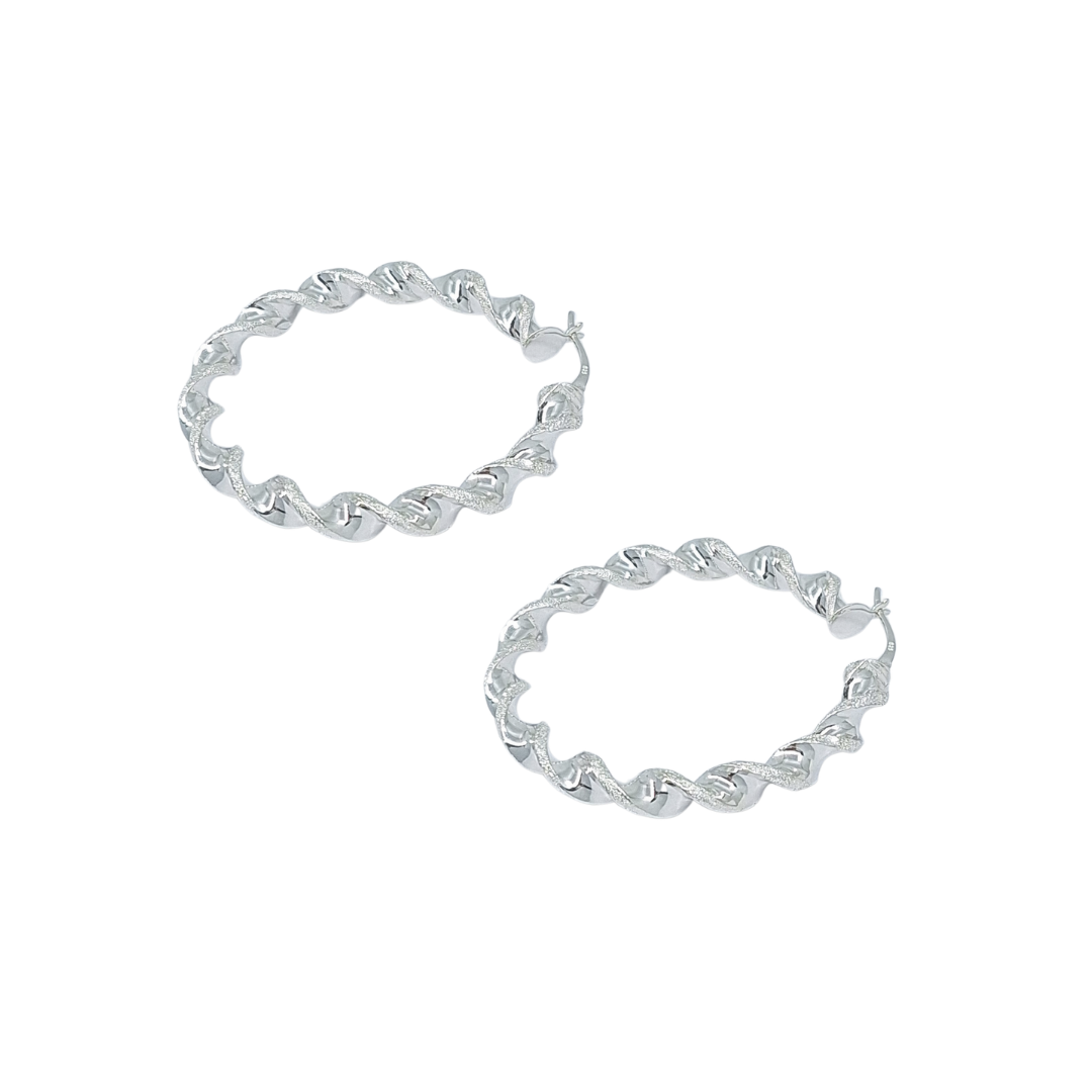 Silver Twist Hoops