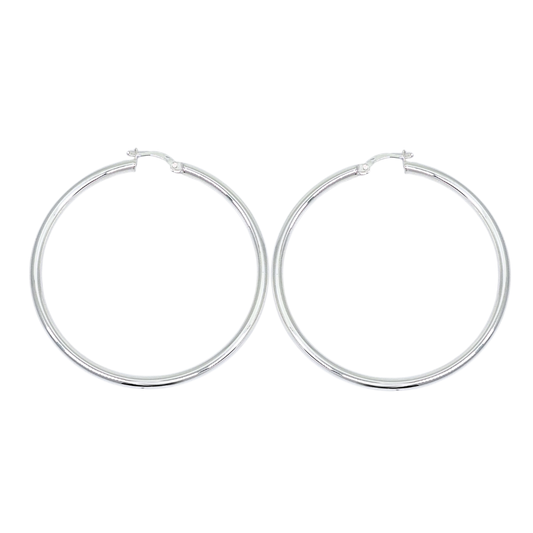 Silver Plain Hoops