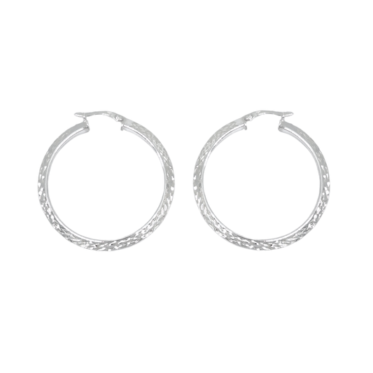 Silver Pattern Hoop Earrings