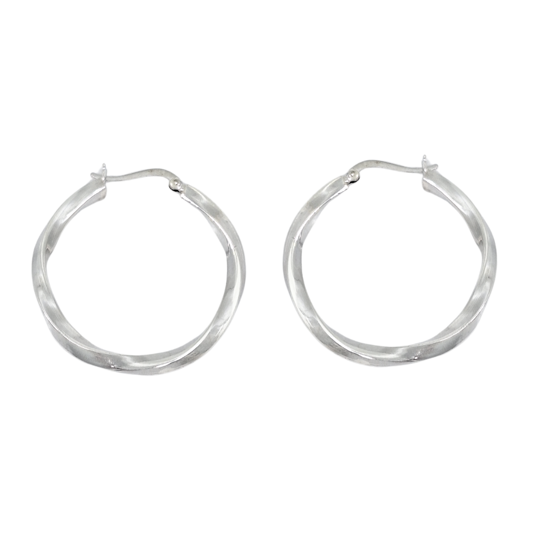Silver Twist Hoop Earrings