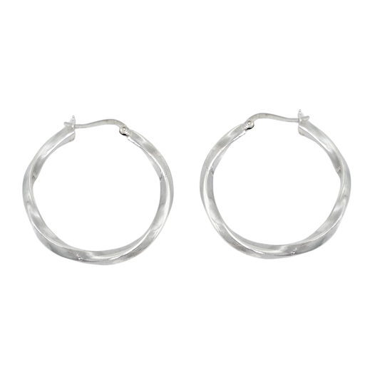 Silver Twist Hoop Earrings