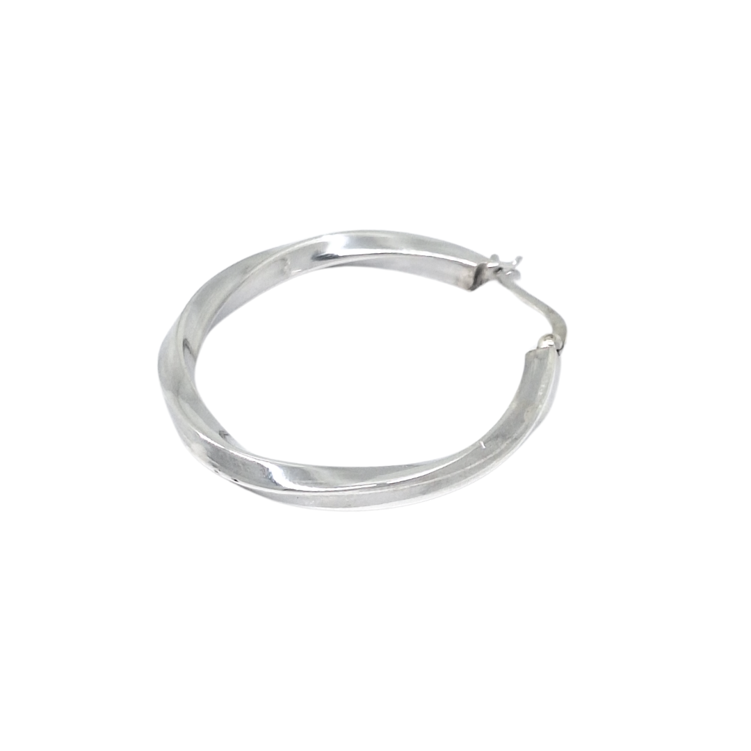 Silver Twist Hoop Earrings