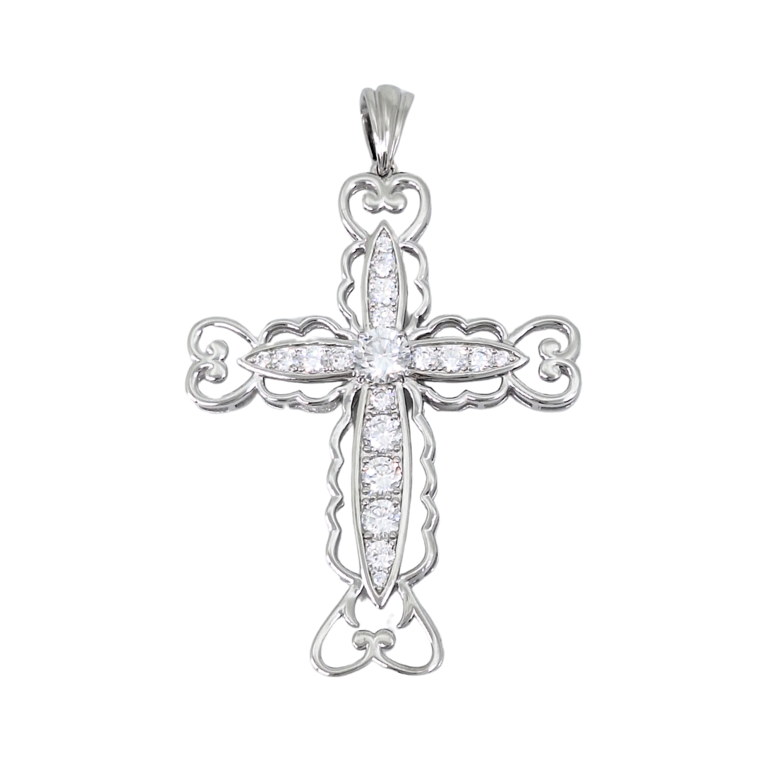 Silver Cubic Zirconia Cross