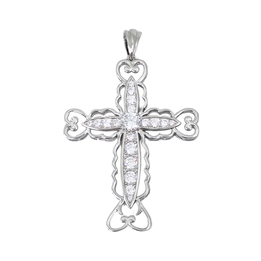 Silver Cubic Zirconia Cross
