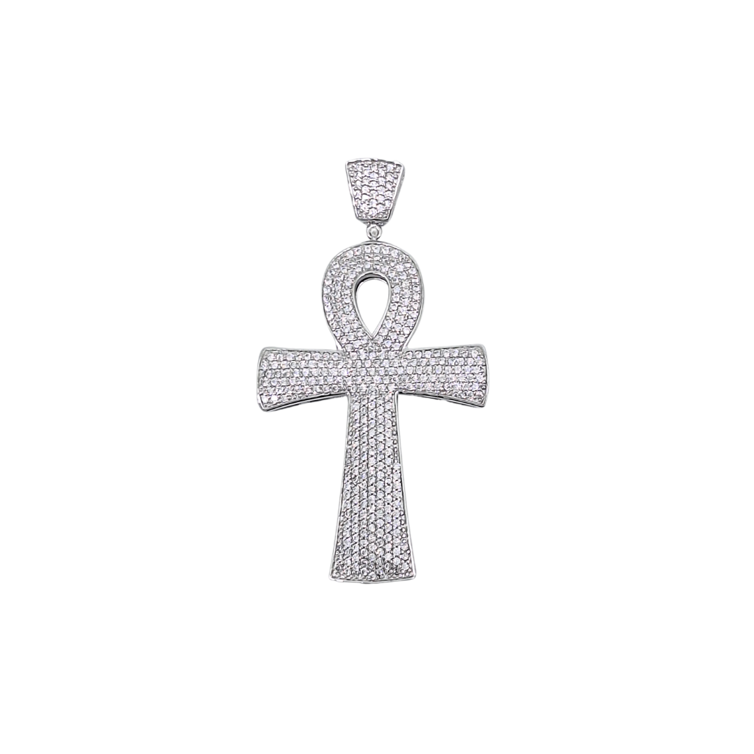 Silver Cubic Zirconia Ankh Cross