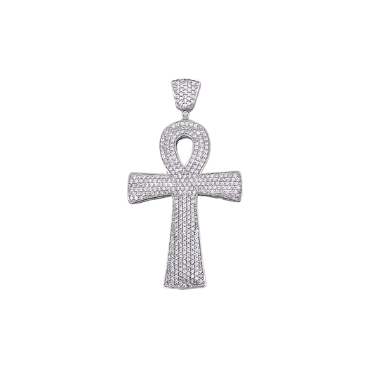 Silver Cubic Zirconia Ankh Cross