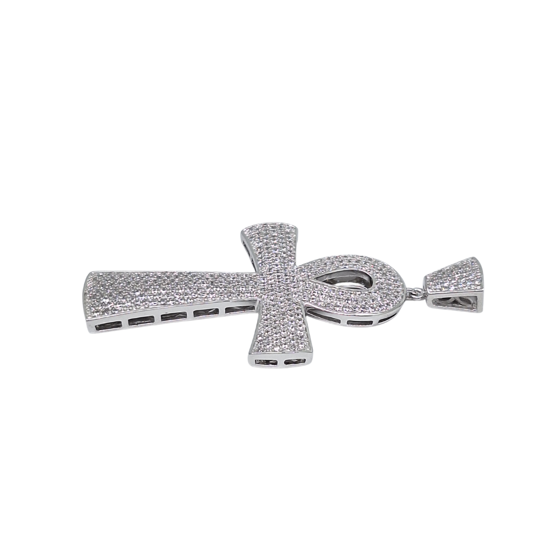 Silver Cubic Zirconia Ankh Cross