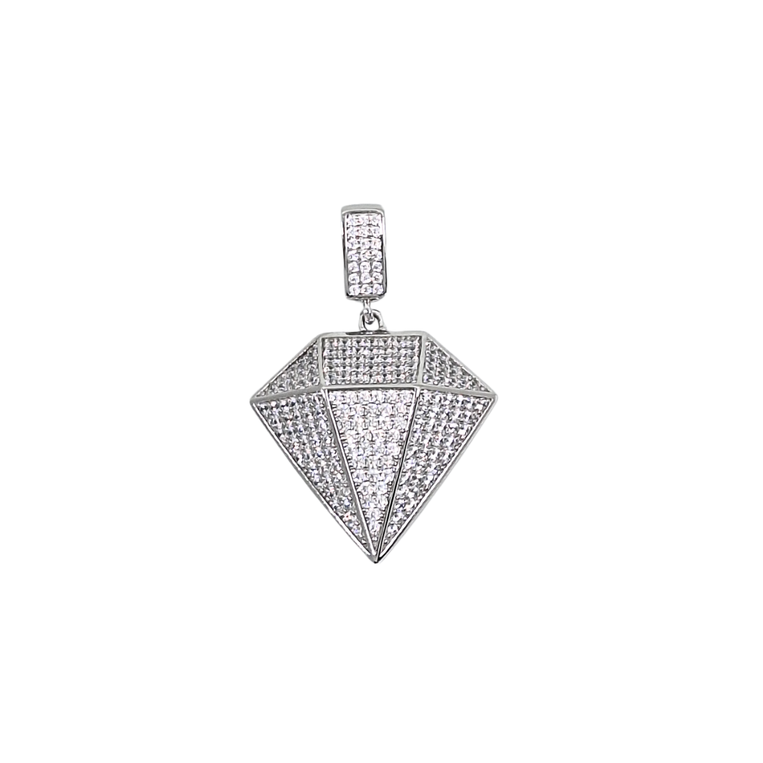 Silver Cubic Zirconia Diamond Shape Pendant