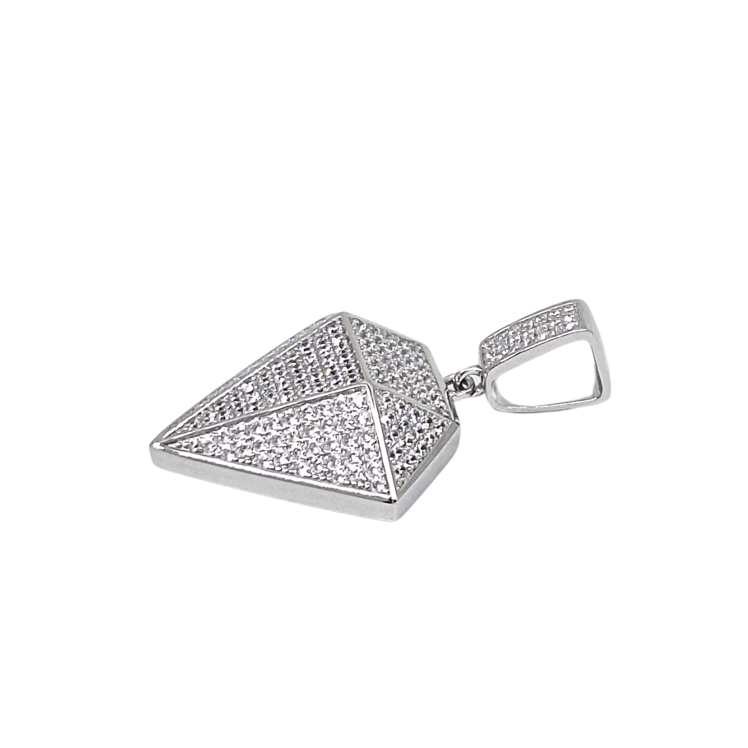 Silver Cubic Zirconia Diamond Shape Pendant