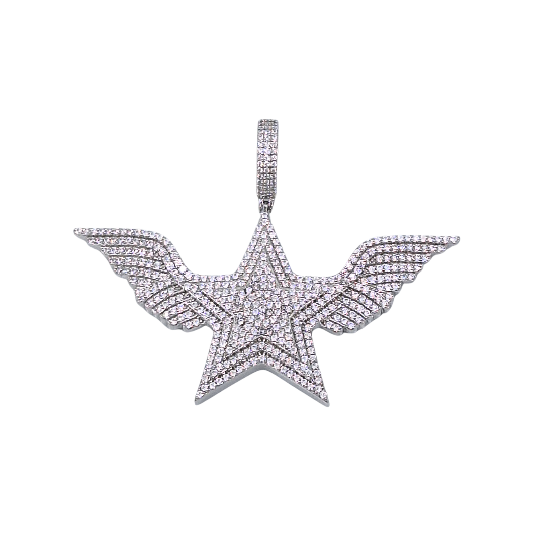 Silver Star & Angel Wings Pendant