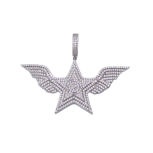 Silver Star & Angel Wings Pendant