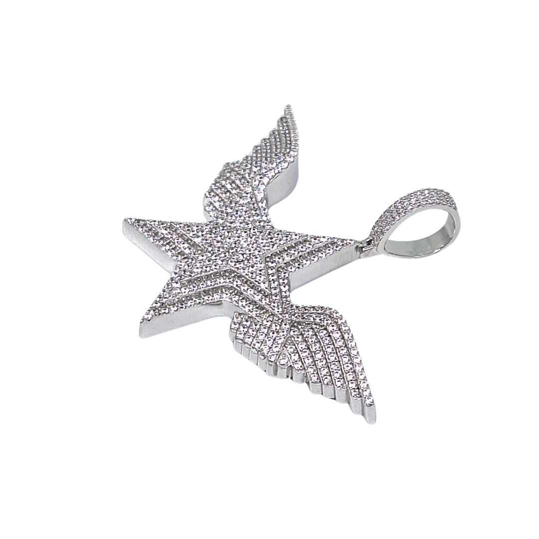 Silver Star & Angel Wings Pendant