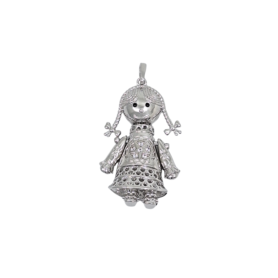 Silver Cubic Zirconia Ragdoll Pendant