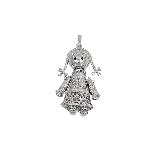 Silver Cubic Zirconia Ragdoll Pendant