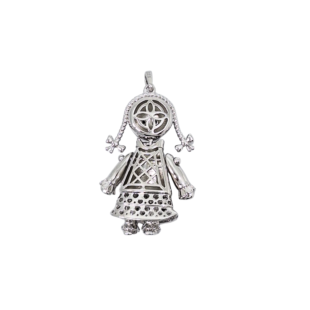 Silver Cubic Zirconia Ragdoll Pendant