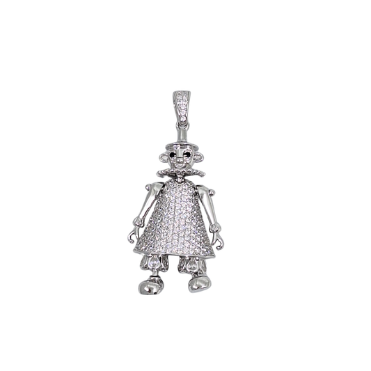 Silver Cubic Zirconia Clown Pendant