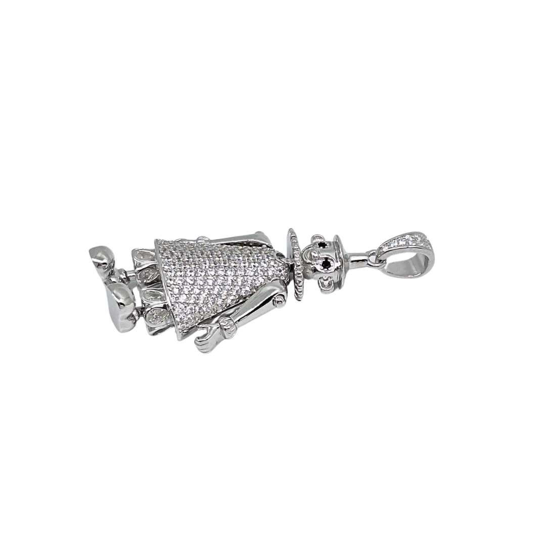 Silver Cubic Zirconia Clown Pendant