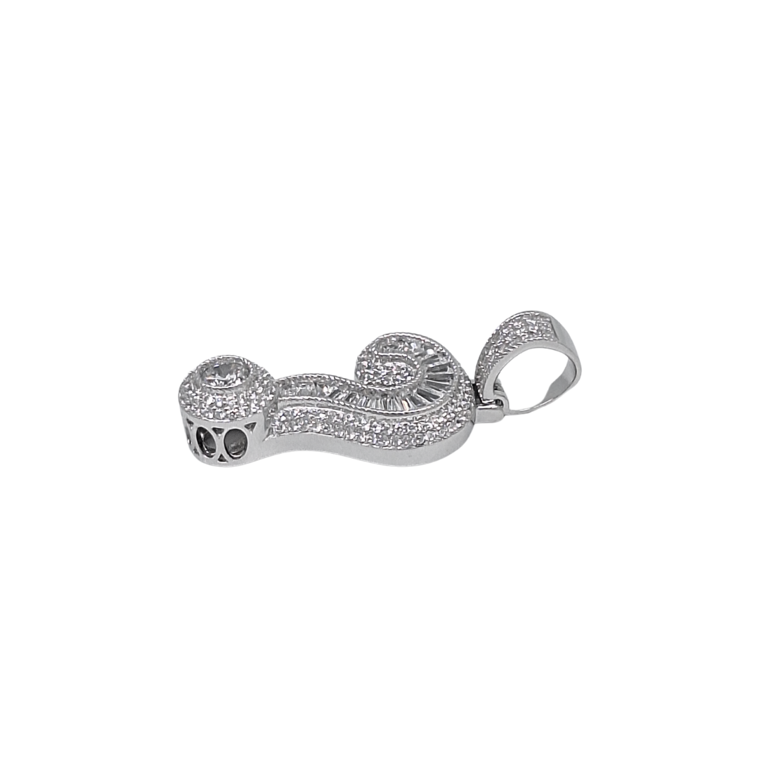 Silver Cubic Zirconia Question Mark pendant
