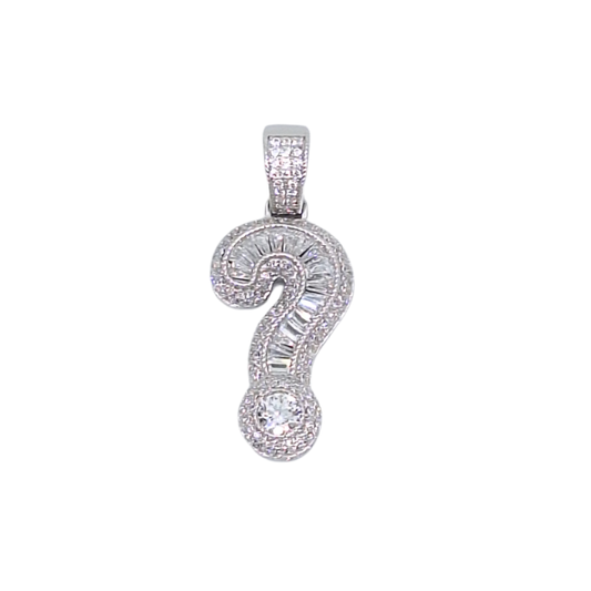 Silver Cubic Zirconia Question Mark pendant