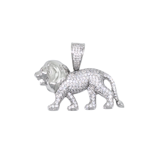 Silver Cubic Zirconia Lion Pendant