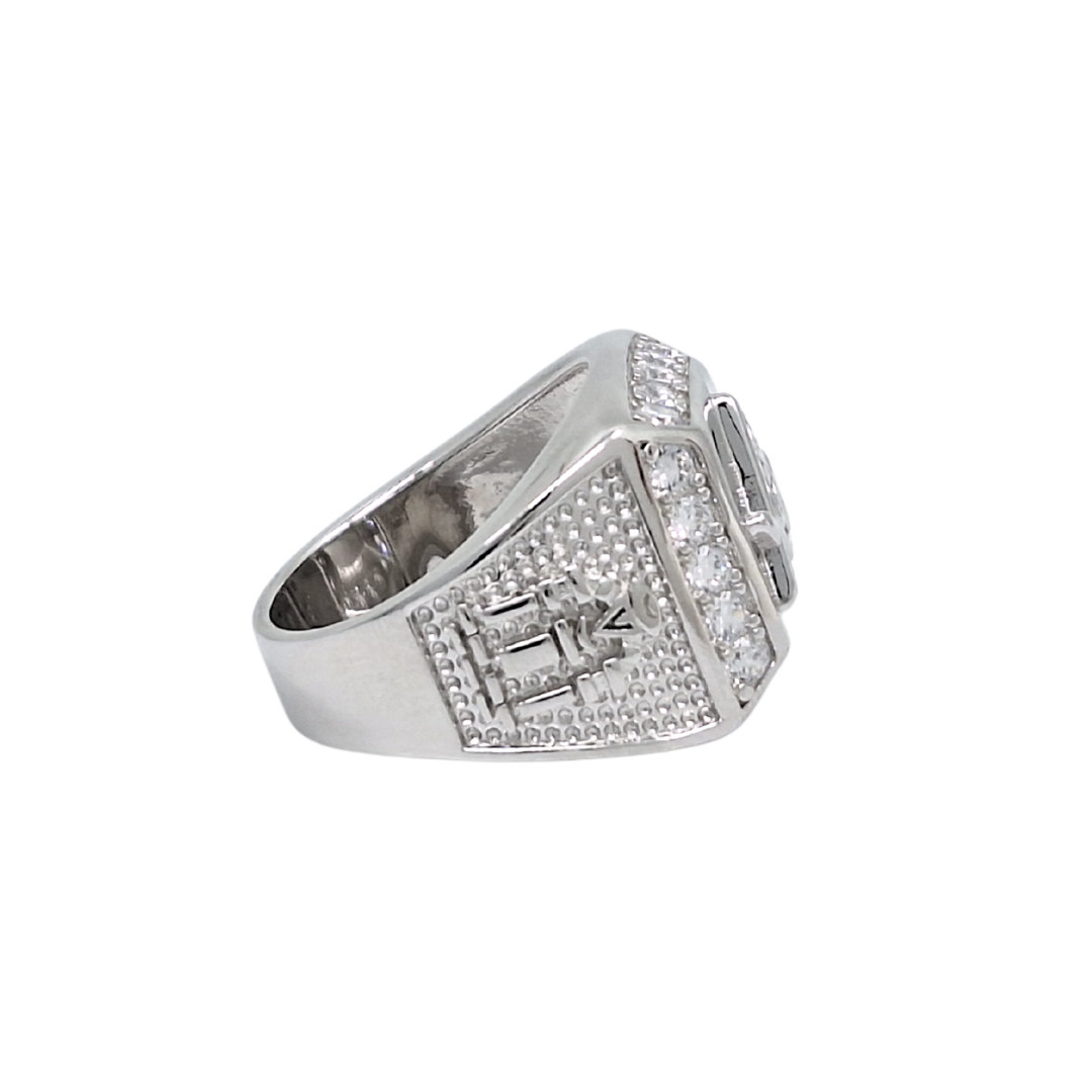 Silver CZ Masonic Ring