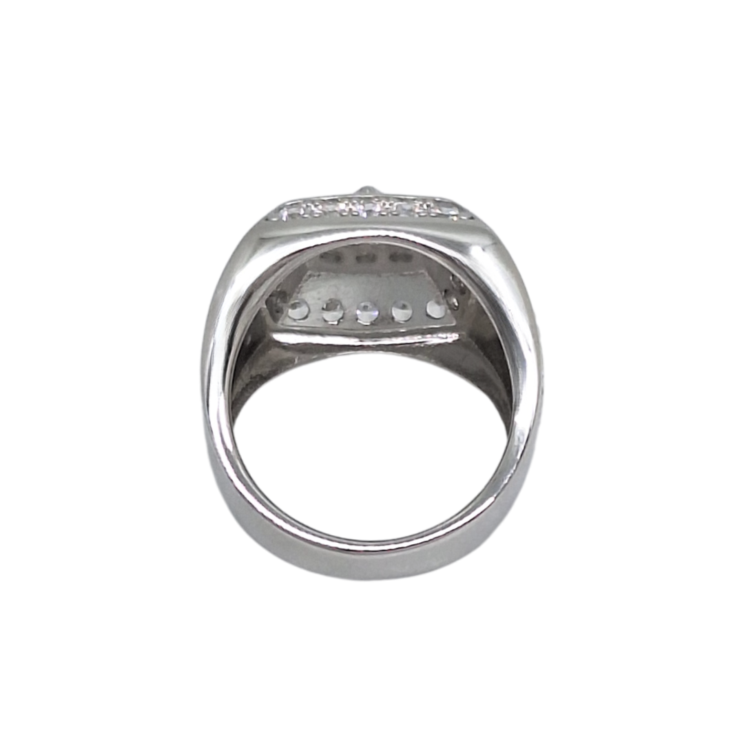 Silver CZ Masonic Ring