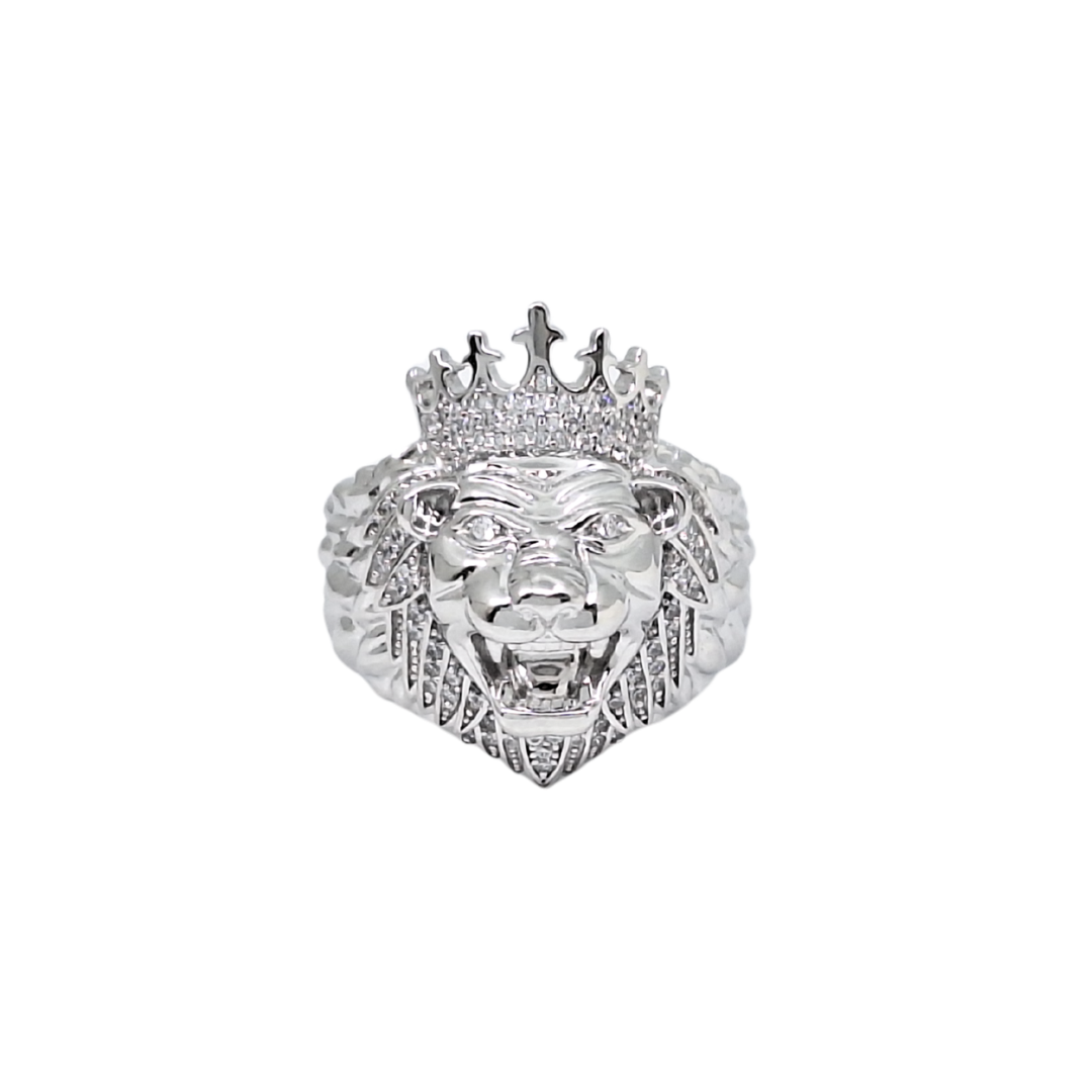 Silver CZ Lion Ring