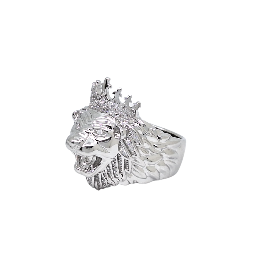 Silver CZ Lion Ring
