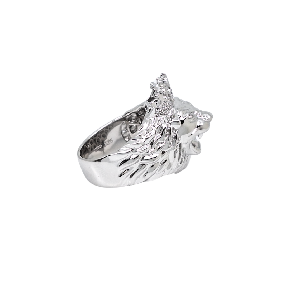 Silver CZ Lion Ring
