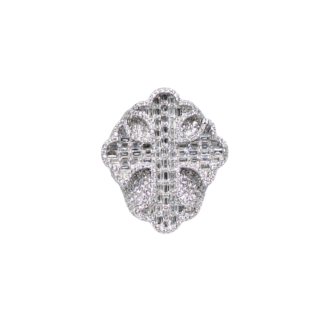 Silver Large CZ Cross Ring