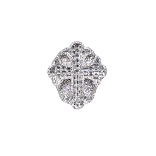 Silver Large CZ Cross Ring