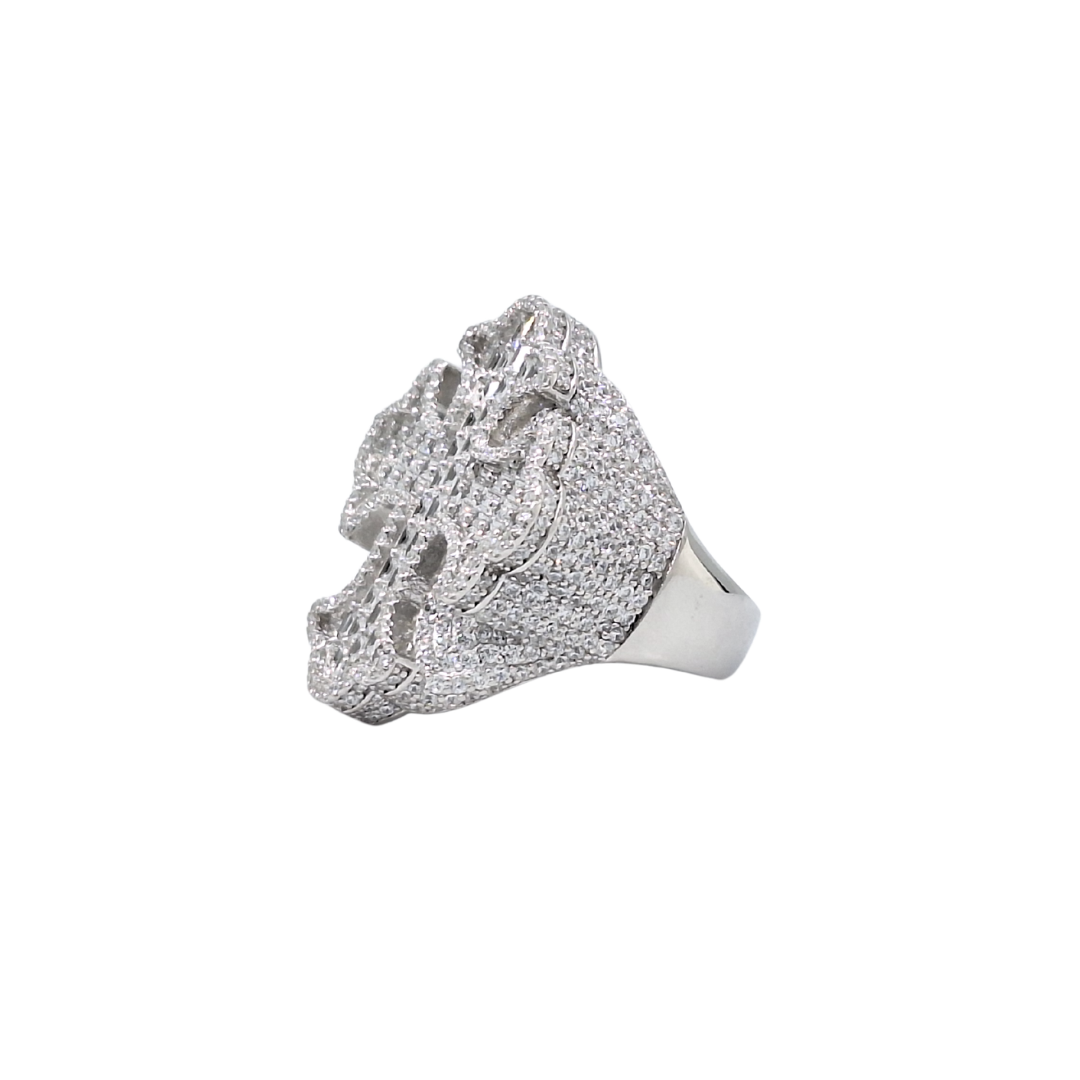 Silver Large CZ Cross Ring